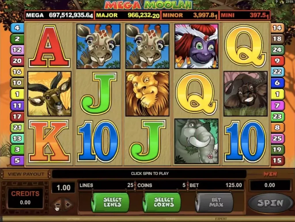 Игра в слот Mega Moolah